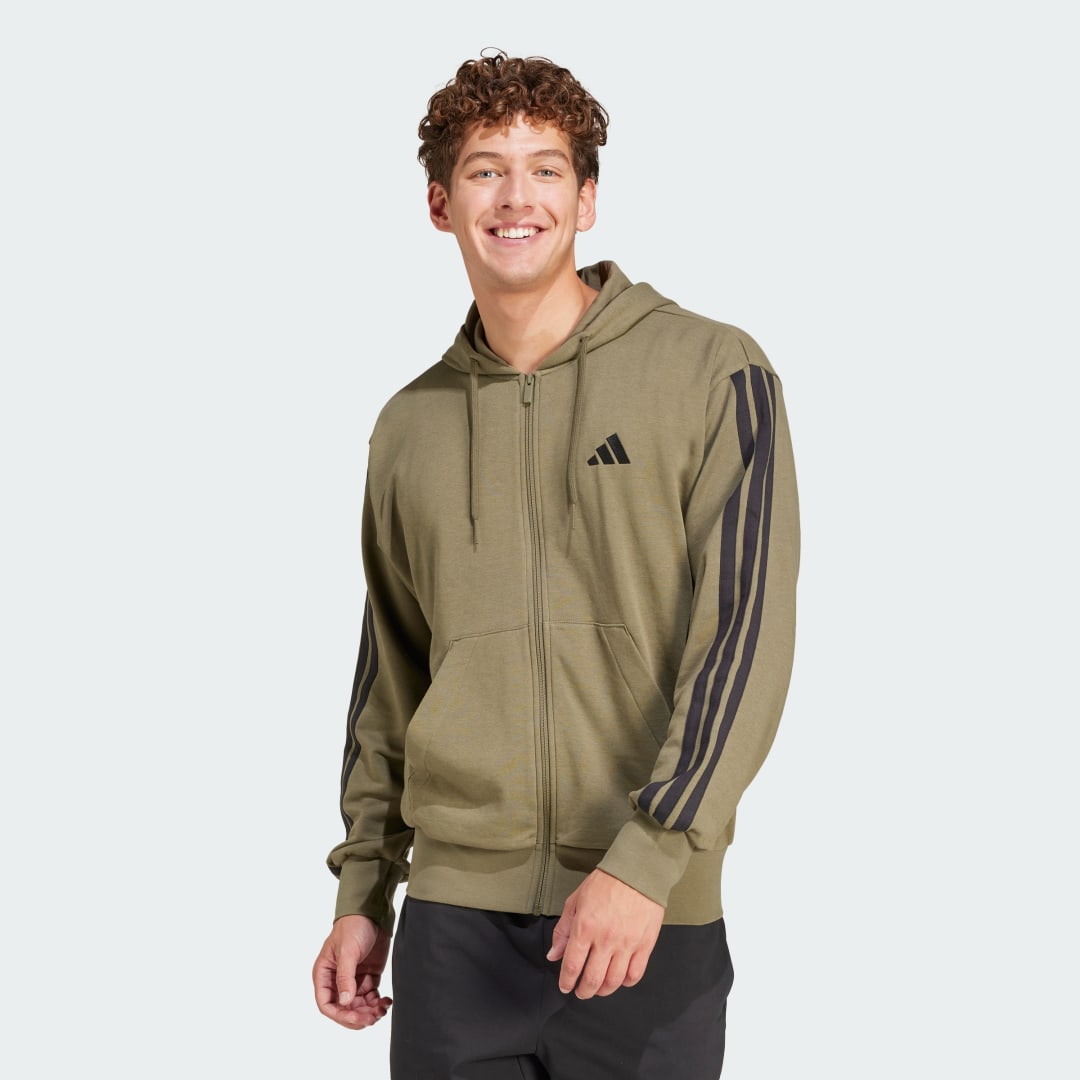 Суитчър adidas Performance Full-Zip Hoodie with Three Stripes Зелено | JD1875, 0