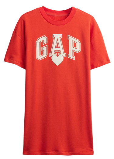 Pокля GAP T-Shirt Dress with Logo and Heart Print Червено | 781767-00, 2