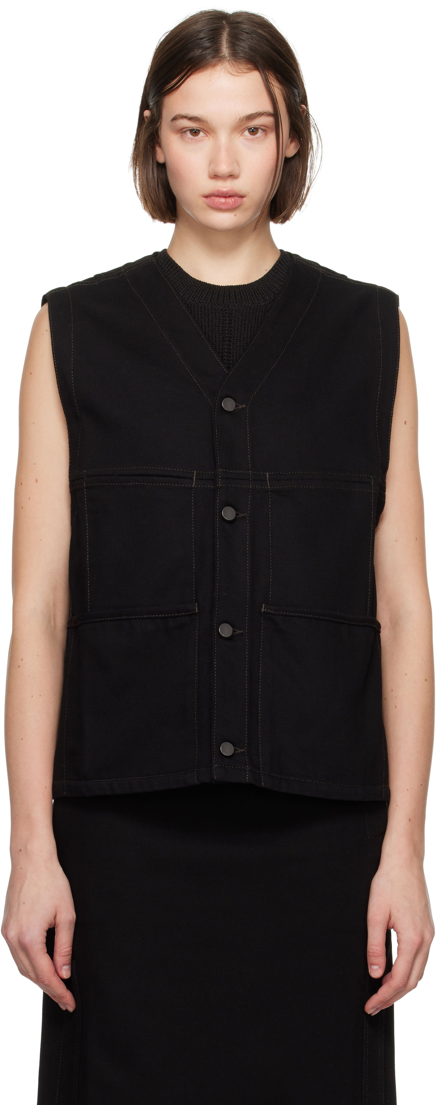 Жилетка LEMAIRE Lemaire Y-Neck Denim Vest Черно | OW1109 LD1004, 0
