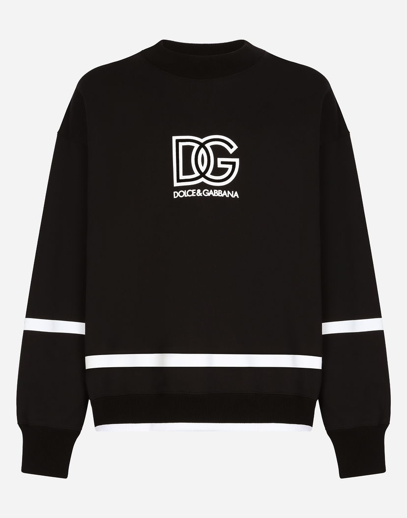 Суитчър Dolce & Gabbana Round-neck Sweatshirt With Dg Logo Черно | G9AUTTG7L3ZN0000