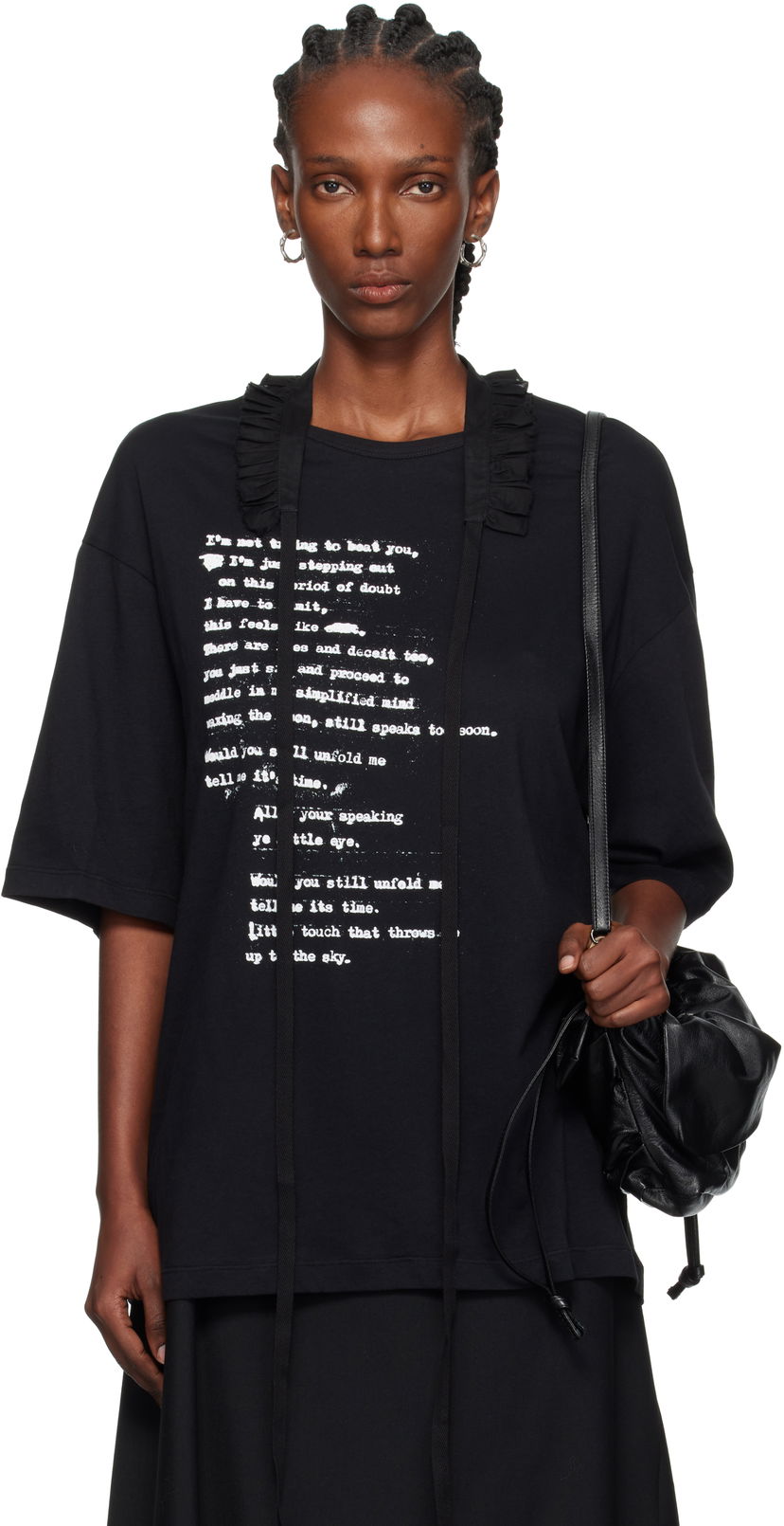 Тениска Ann Demeulemeester Ann Demeulemeester Danvald High Comfort Graphic T-Shirt Черно | 2520-W-JTS06-54-C-FA206-099