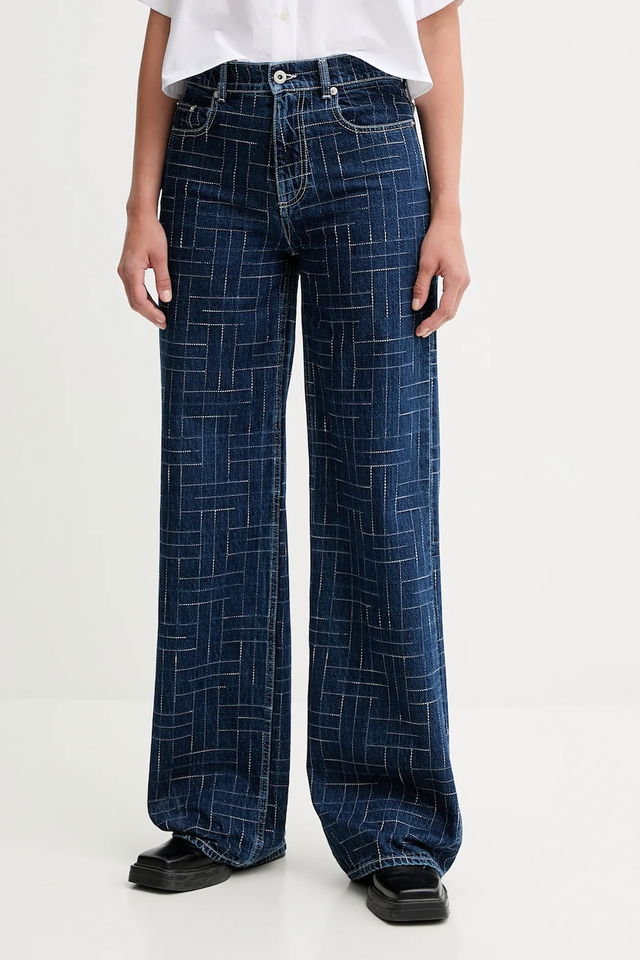 Kenzo Wide Leg Jeans with Geometric Stitching