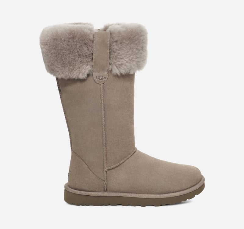 Облекло UGG ® Suhenny Tall Boot in Smoke Plume, Size 6, Leather Сиво | 1153513-SKP, 0