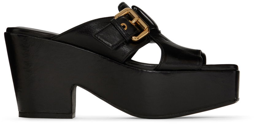 Облекло BY FAR BY FAR Lenka Platform Heeled Sandals Черно | 22SSLNKMBLGLS