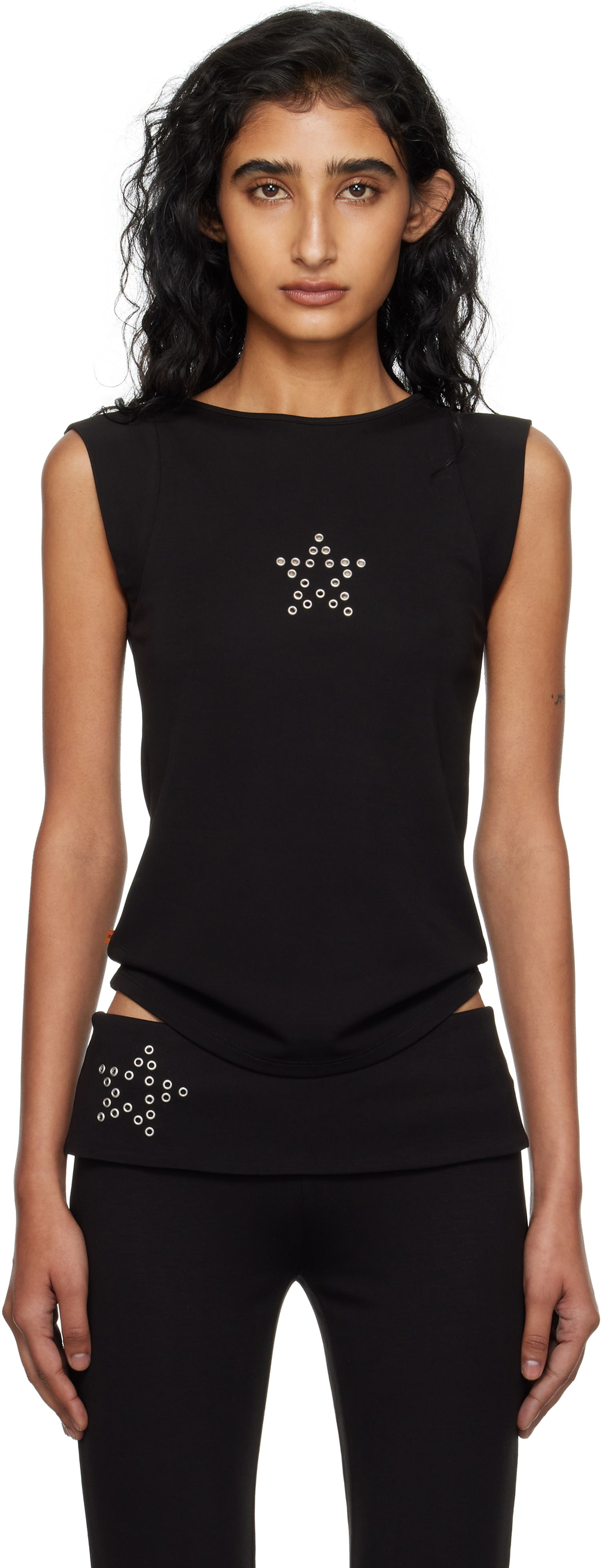 Потник Miaou Miaou Lucia Eyelet Tank Top Черно | 7197HJBSSB, 0