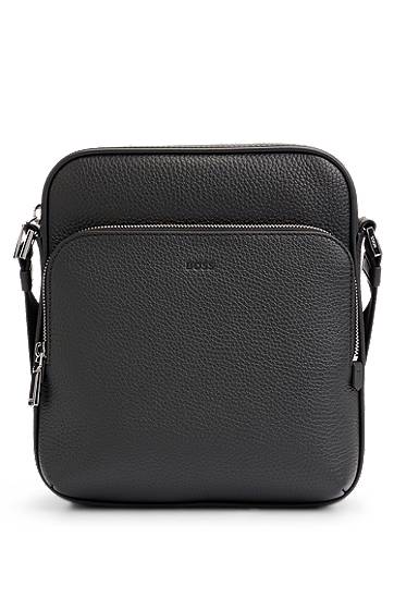 Чанта през рамо BOSS Reporter bag in Italian leather with embossed logo Черно | 50529288