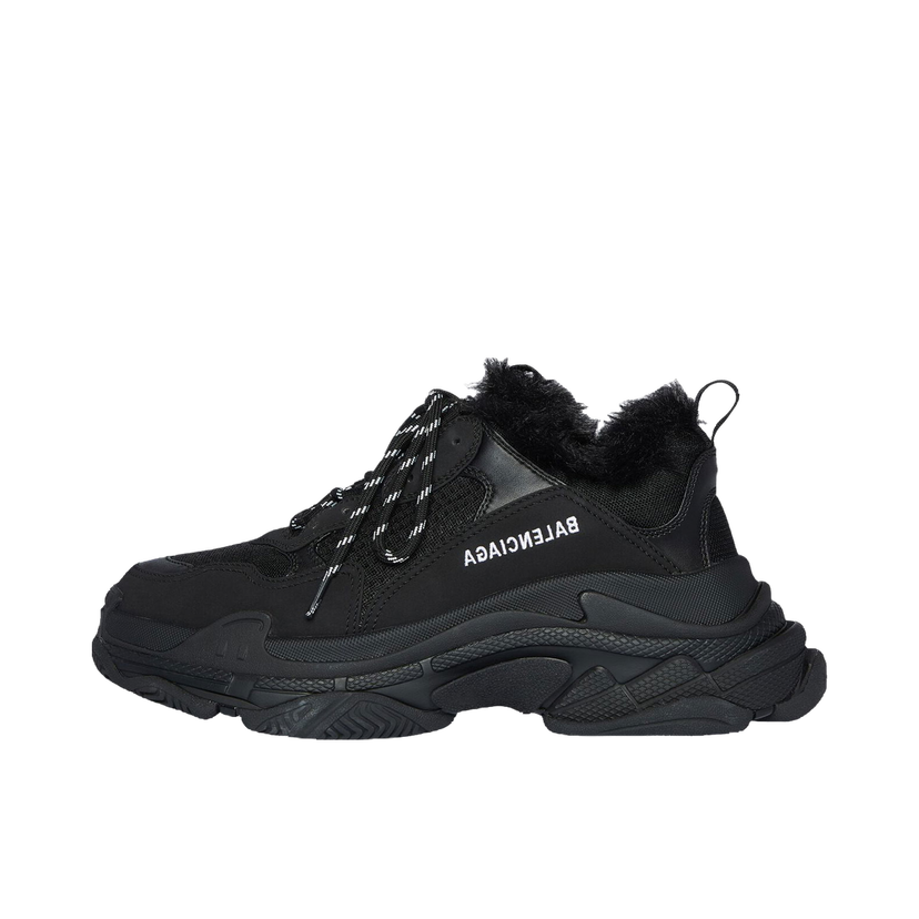 Кецове и обувки Balenciaga Triple S Fake Fur Black W Черно | 668562W3CQ51000