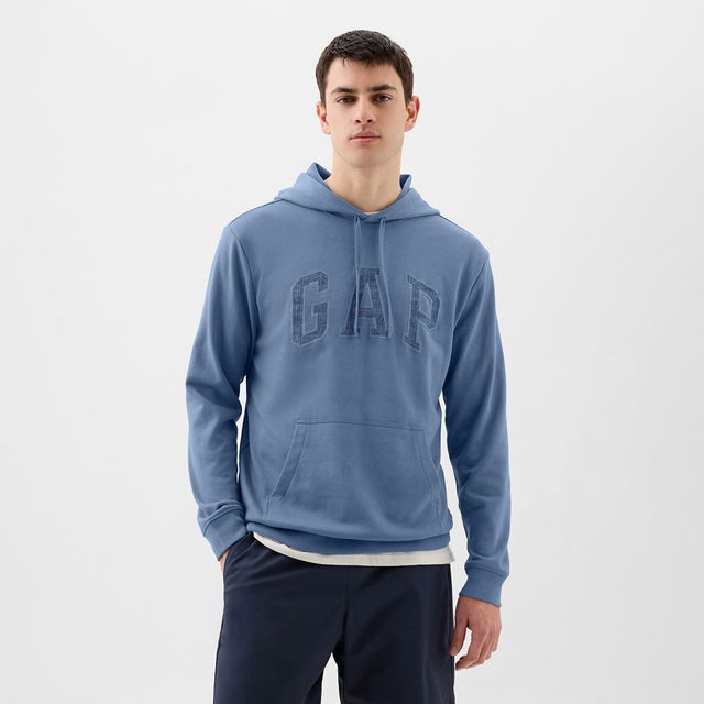 French Terry Pullover Logo Hoodie Soft Cornflower