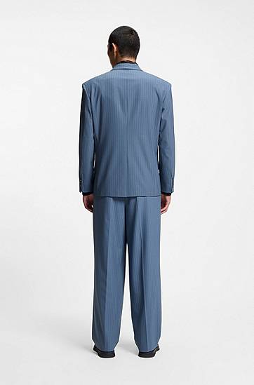 Яке BOSS Oversized-fit Pinstripe Performance-Stretch Fabric Blazer Синьо | 50554672, 1