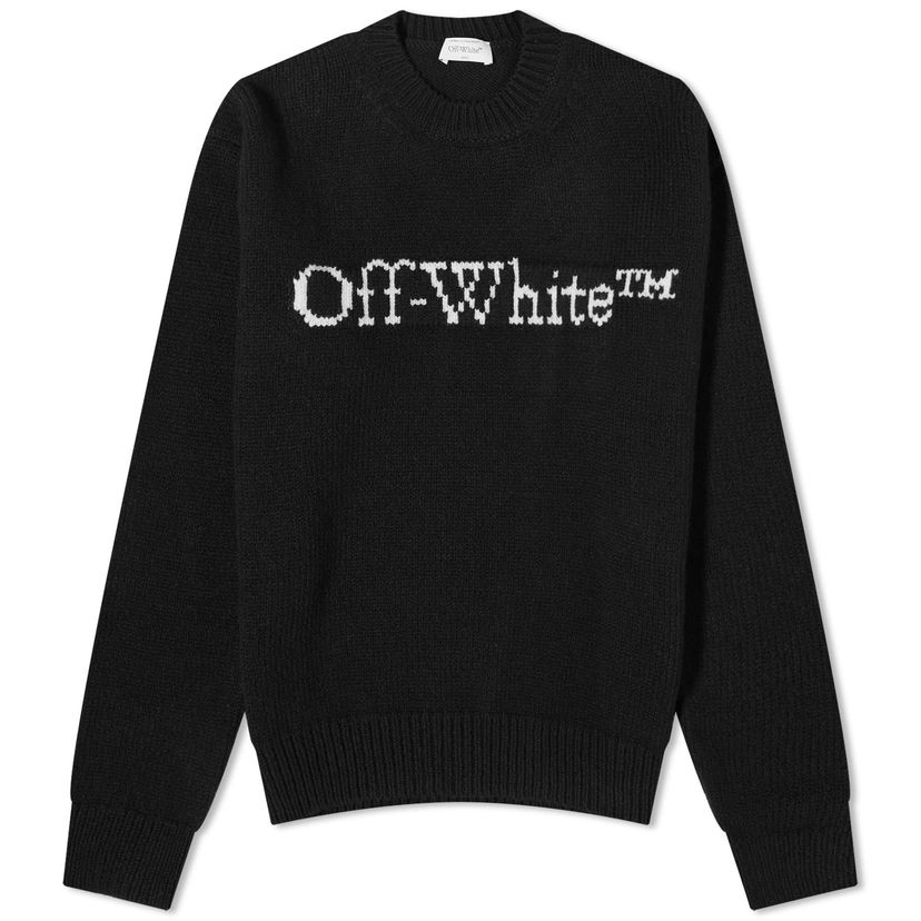 Суитчър Off-White Logo Crew Knit Черно | OMHE167F23KNI0021001