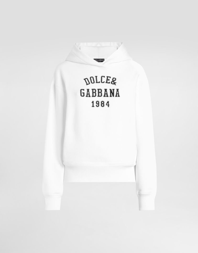 Суитчър Dolce & Gabbana Dolce & Gabbana Embroidered Cotton Hoodie Бяло | F9S48ZGDDBAW0800