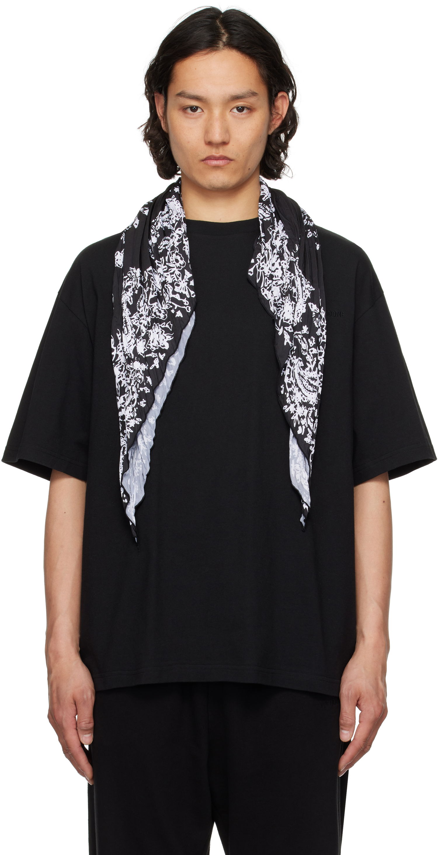 Тениска We11done We11done Wrinkled Muffler T-Shirt Черно | WD-TT1-25-732-U-BK, 0