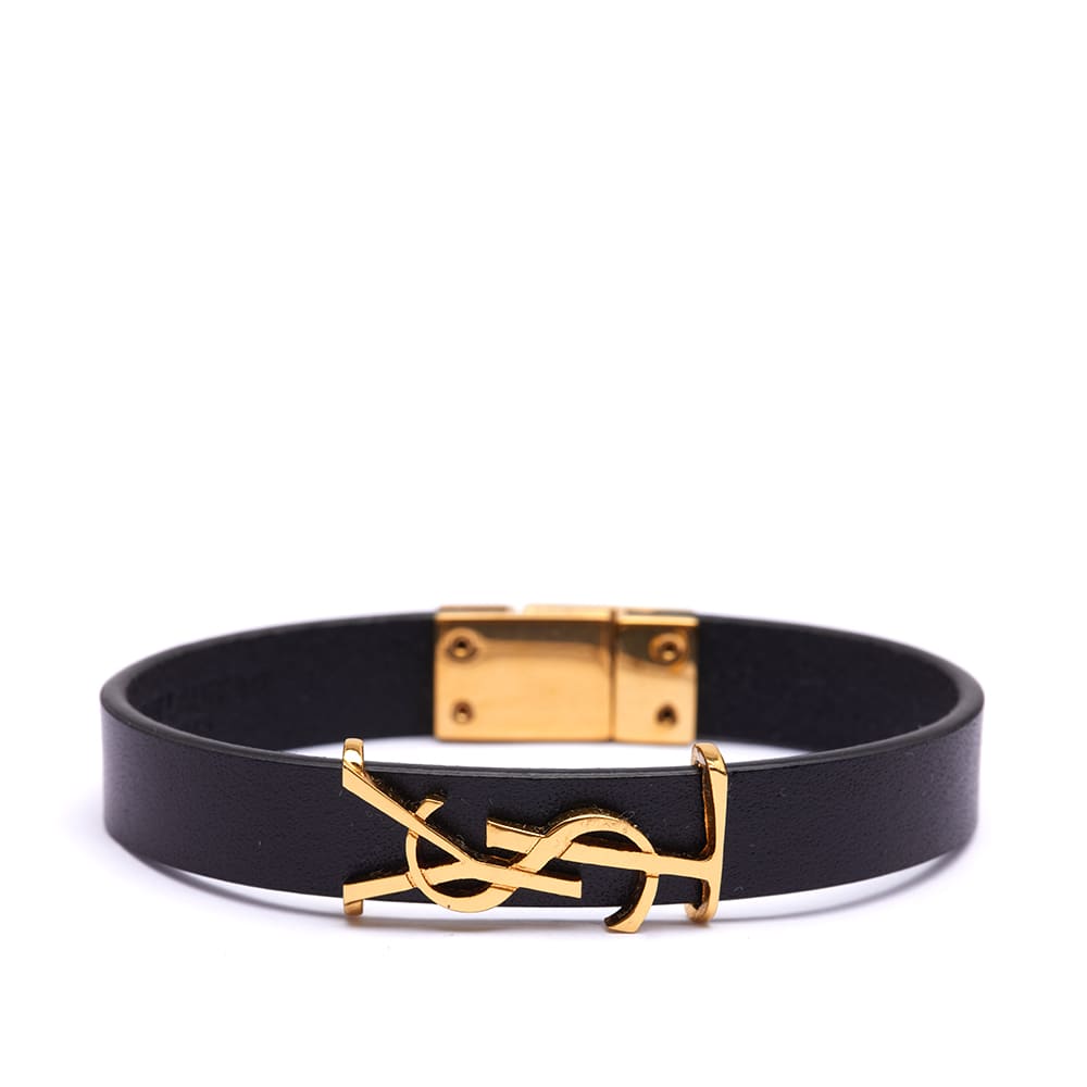 Гривна Saint Laurent Logo Single Wrap Bracelet Черно | 7088150IH0J-1000, 0