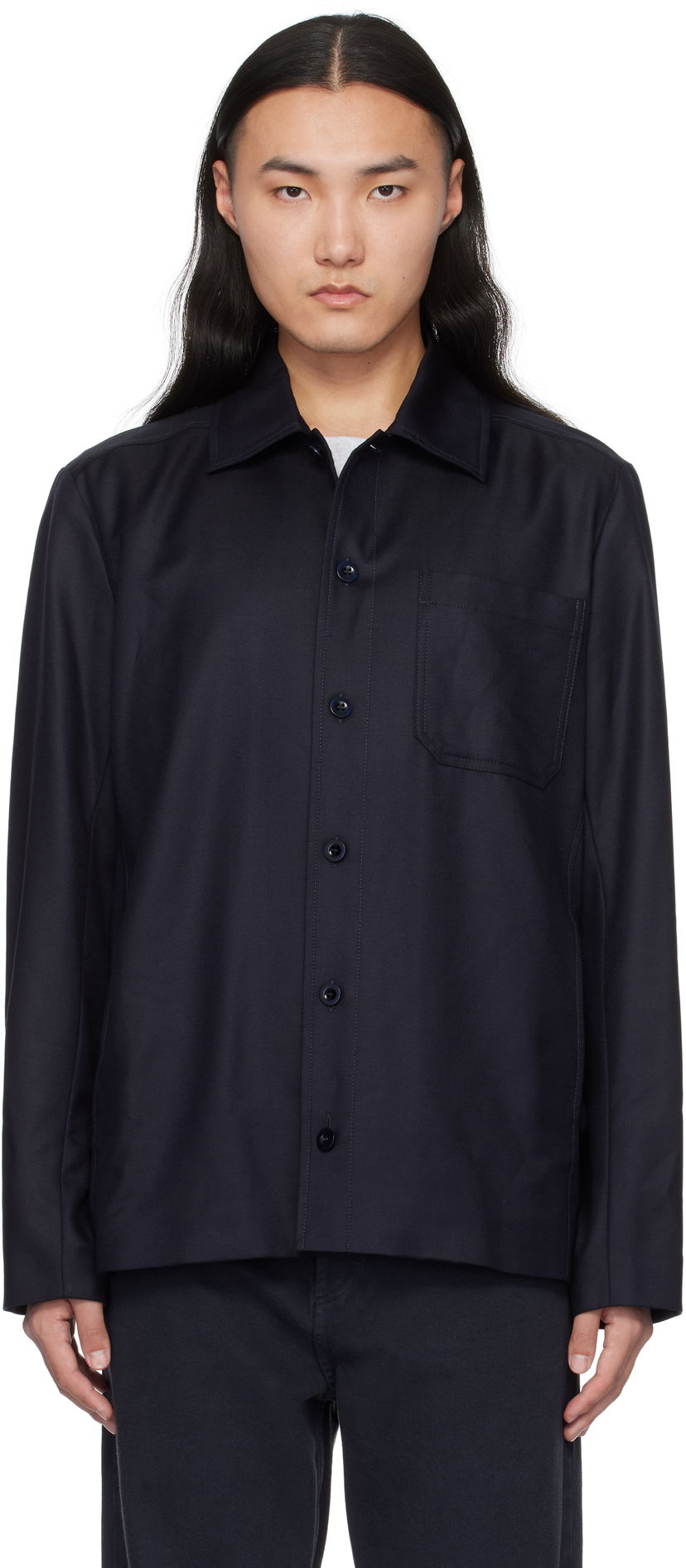 Риза A.P.C. Button-Up Regular-Fit Overshirt Синьо | LYAAV-H02991