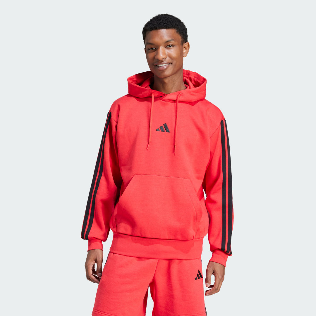Суитчър adidas Performance Essentials 3-Stripes Fleece Hoodie Червено | JE6298, 0