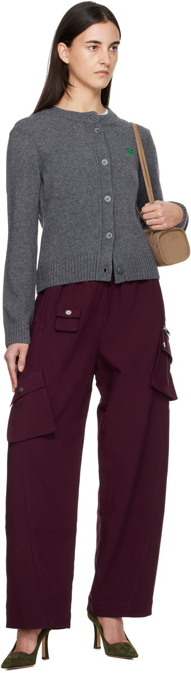 Пуловер GANNI Wool Mix Rib Knit Button-Front Cardigan Сиво | K2592, 3