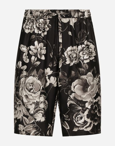 Къси панталони Dolce & Gabbana Floral-Print Silk Shorts Черно | GV37ATIS1VSHN5DY, 0