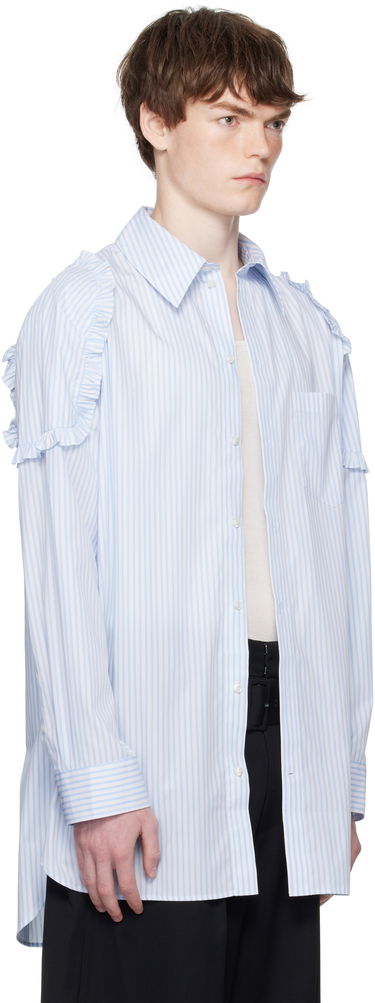 Риза Simone Rocha Simone Rocha Ruffle Shoulder Patch Tunic Shirt Синьо | 5383 1026, 1