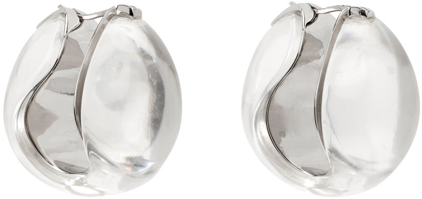 Обеци Coperni Coperni Silver & Transparent Logo Hoop Earrings Металик | COPBI04J1007, 1