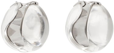 Обеци Coperni Coperni Silver & Transparent Logo Hoop Earrings Металик | COPBI04J1007, 1