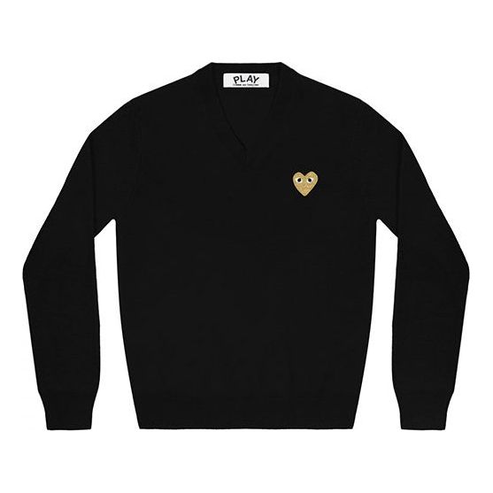 Пуловер Comme des Garçons COMME des GARCONS PLAY V-Neck Pullover with Gold Heart Черно | AZ-N047-051-1