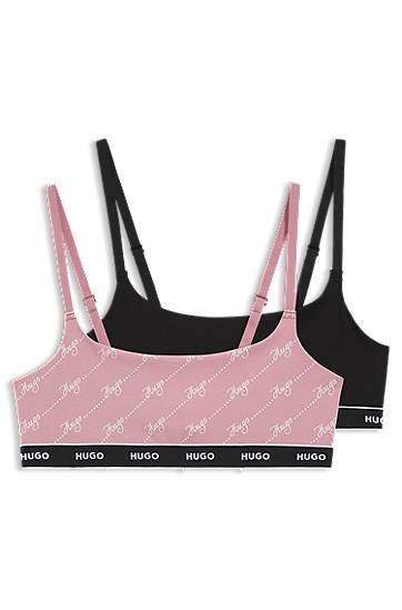 Сутиен BOSS Sporty stretch-cotton bralette two-pack with logo bands Многоцветен | 50545712