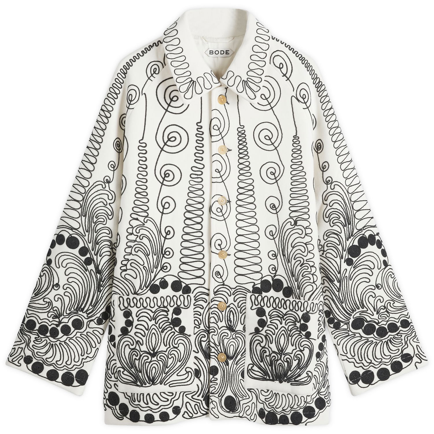 Риза Bode Quillwork Embroidered Long Sleeve Coat Бяло | MRF24OW002-CRB, 0