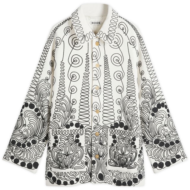 Quillwork Embroidered Long Sleeve Coat