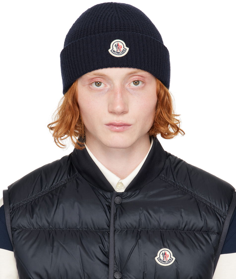 Шапка Moncler Navy Wool & Cashmere Beanie Тъмно синьо | J20913B00023M4281, 0