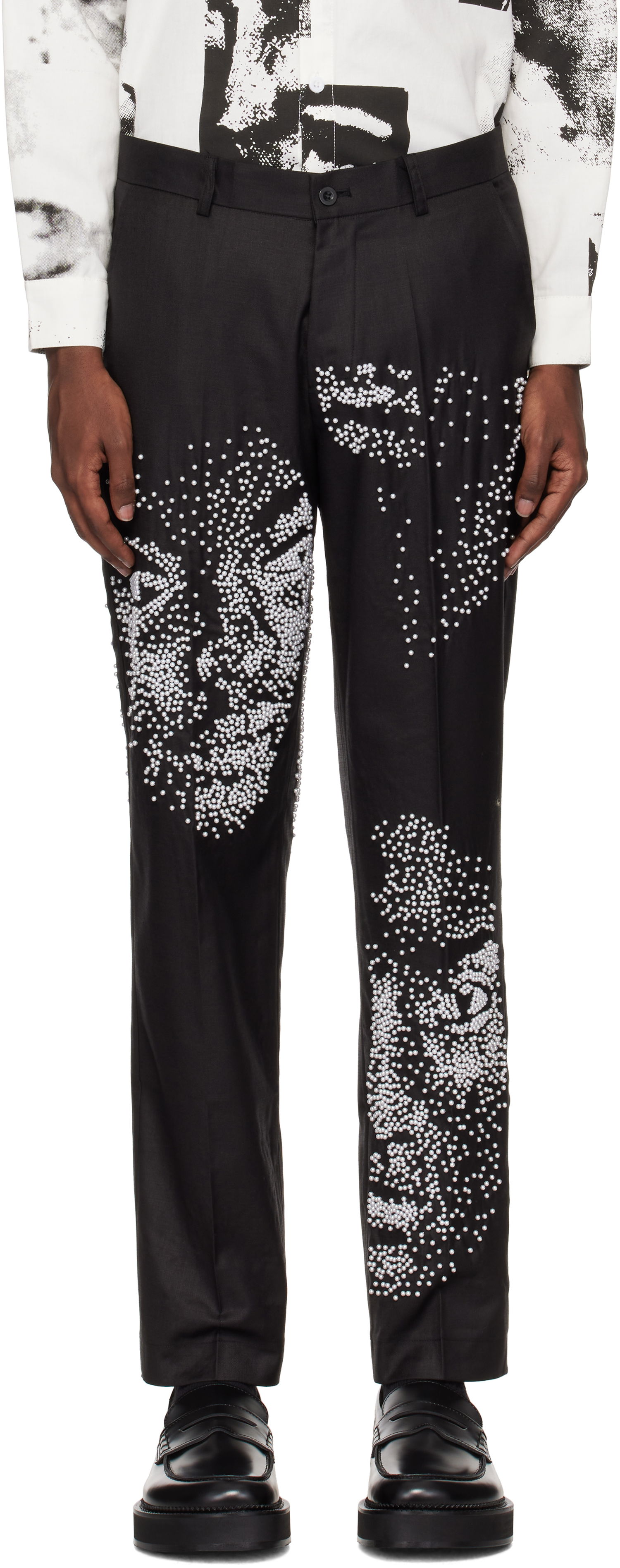 Панталони KidSuper Beaded Faces Suit Trousers Черно | AW24-SUB-04, 0