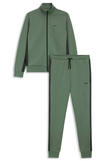 Комплект BOSS Regular-fit tracksuit set in stretch cotton with striped trims Зелено | 50543886, 0