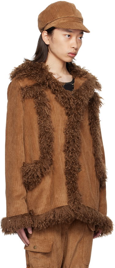 Яке Anna Sui Anna Sui Faux-Fur Trimmed Corduroy Coat Кафяво | M624V30, 1