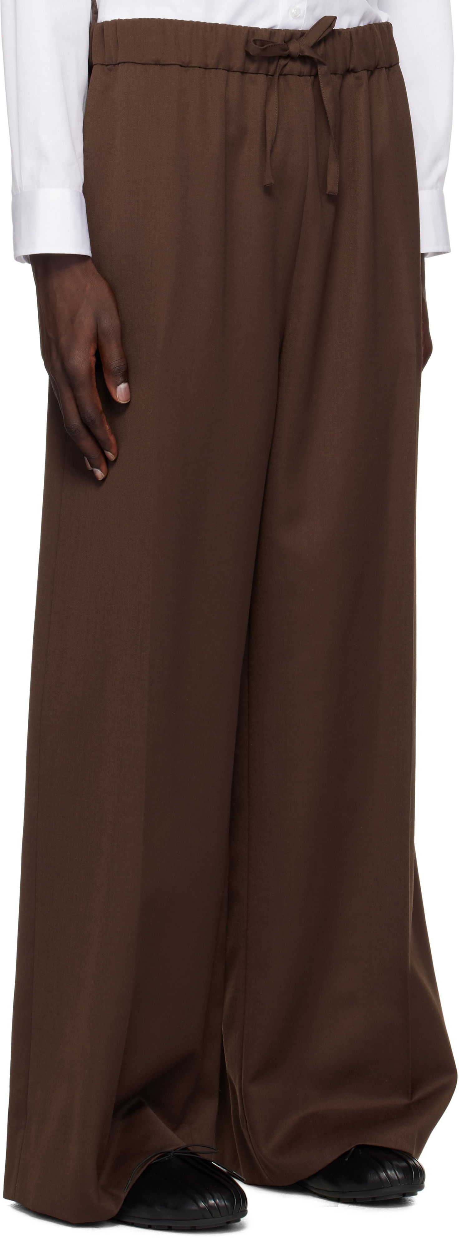 Панталони Simone Rocha Simone Rocha Wide Leg Drawstring Trousers Кафяво | 4143D 1217, 1