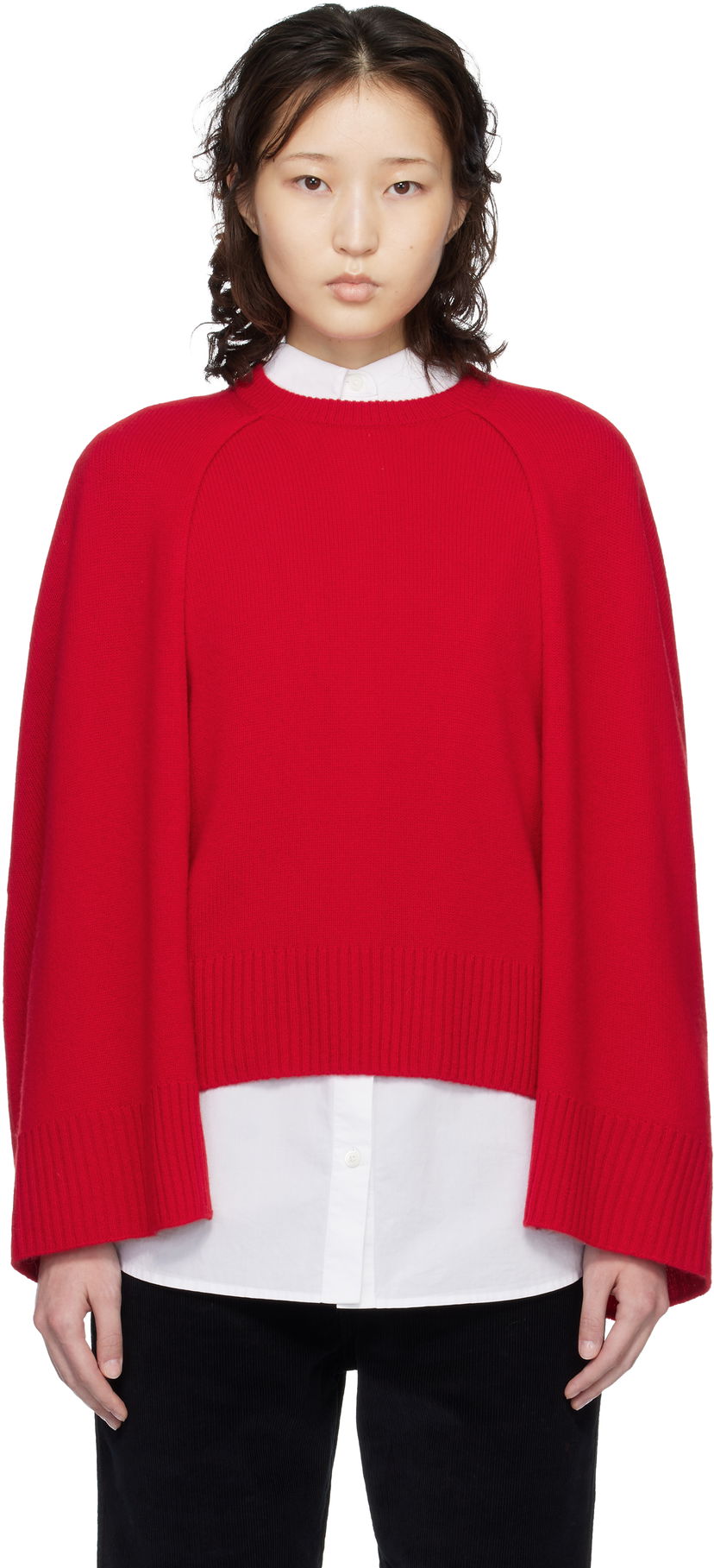 Пуловер TOTEME Crew Cape Knit Sweater Червено | 261-WRT0635-YA0235-344