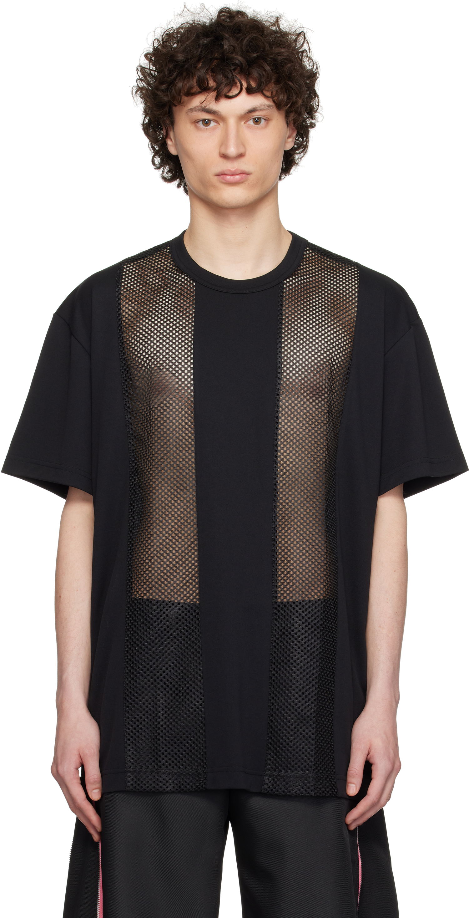 Тениска Comme des Garçons Homme Plus Polyester Piqué and Mesh T-Shirt Черно | PO-T016-051, 0