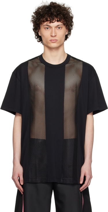 Тениска Comme des Garçons Homme Plus Polyester Piqué and Mesh T-Shirt Черно | PO-T016-051, 0