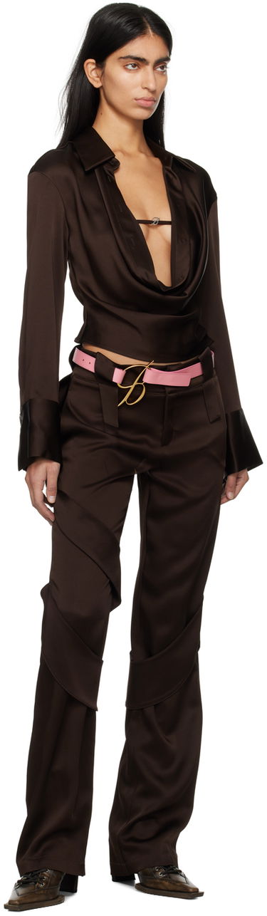 Риза Blumarine Satin Cowl Neck Blouse Кафяво | P422C243A, 3