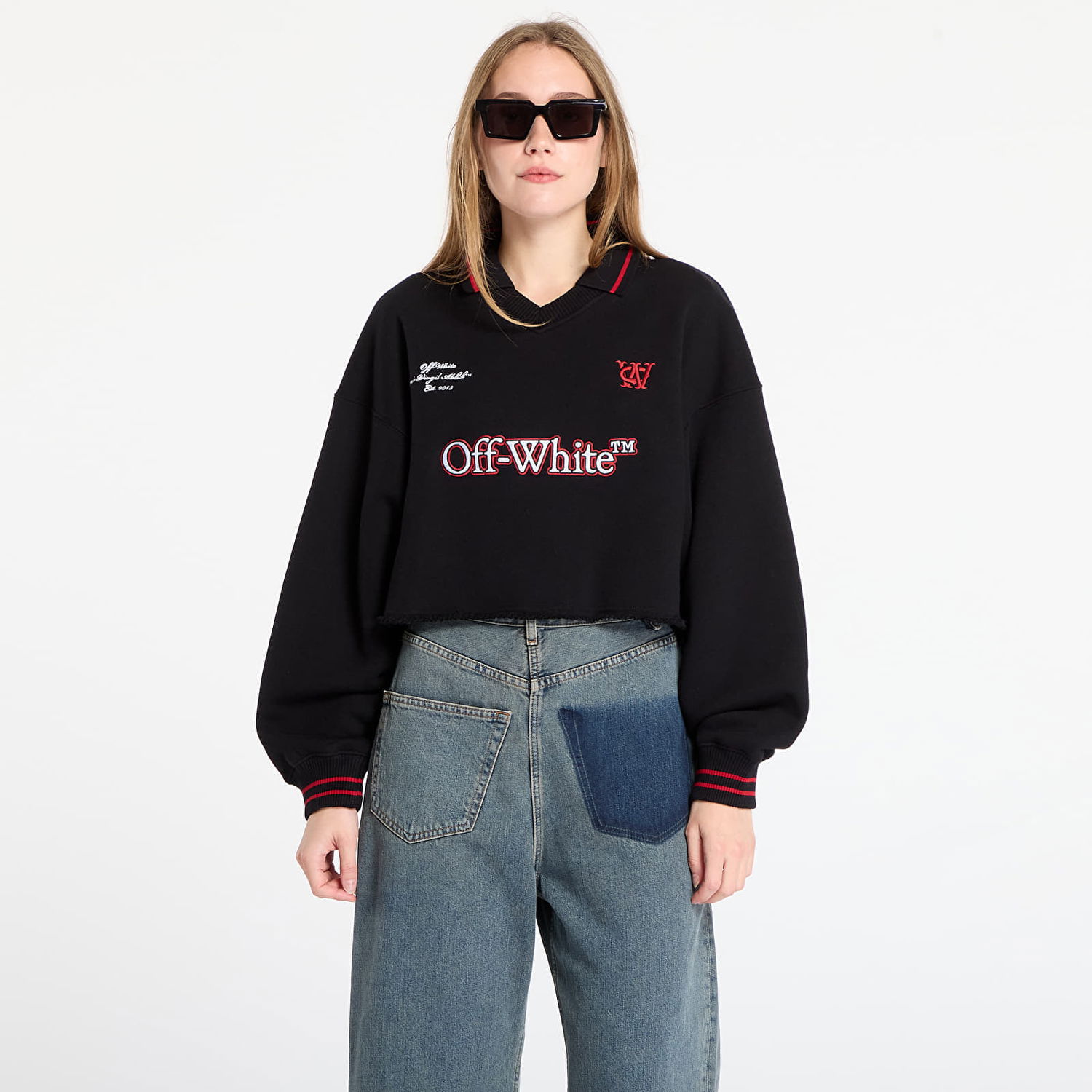 Суитчър Off-White Sporty Crop Polo Sweatshirt Черно | OWBA07BF25FLE0011026, 0