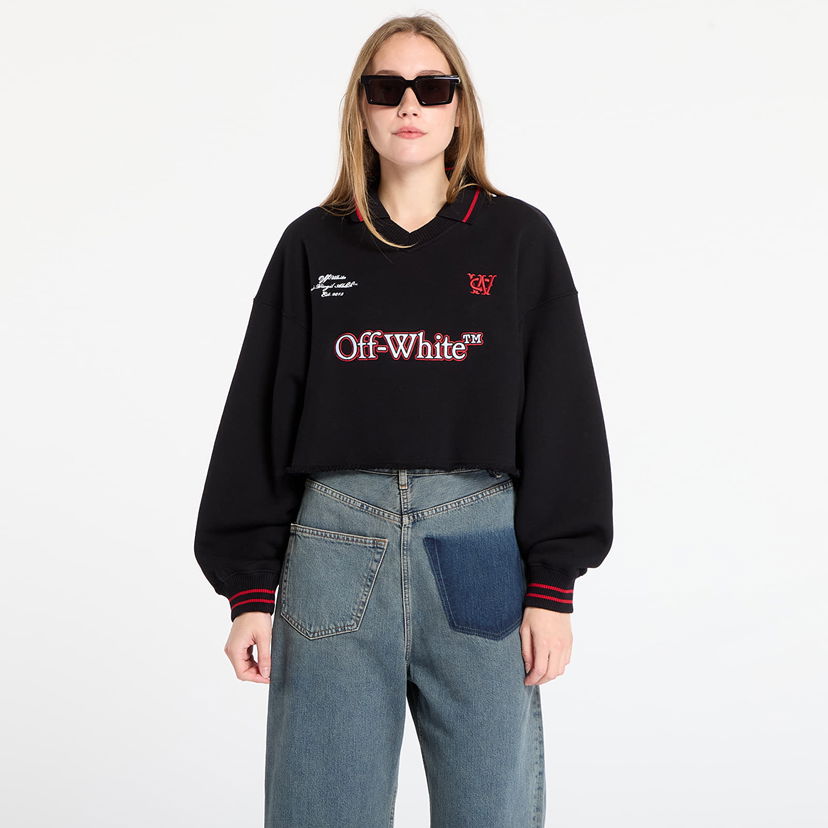 Суитчър Off-White Sporty Crop Polo Sweatshirt Черно | OWBA07BF25FLE0011026