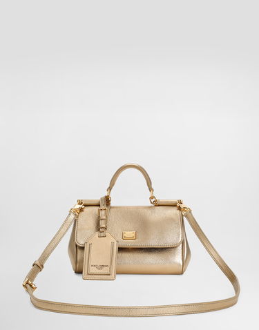 Дамска чанта Dolce & Gabbana My Sicily Pebbled Leather Top Handle Flap Bag Металик | BB7864BZ6488H945, 2