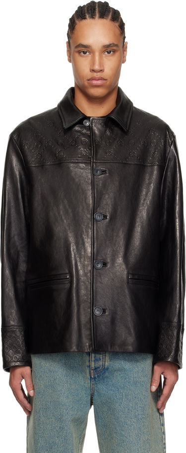 Яке Marine Serre Marine Serre Monogram Embossed Boxy Leather Jacket Черно | MJA065B RLEA0021, 0
