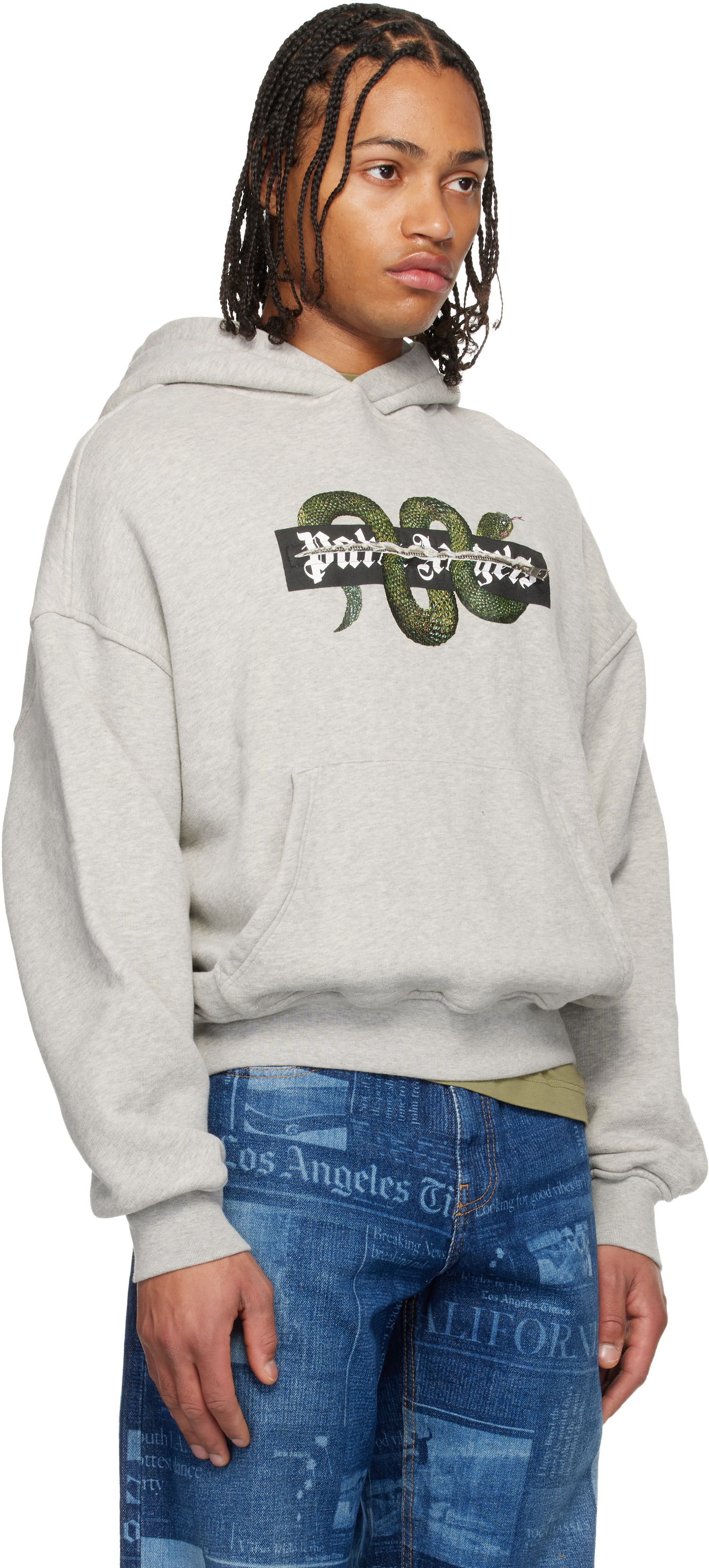 Суитчър Palm Angels Palm Angels Snake Graphic Hoodie Сиво | PMBB17GF25FLE0010855, 1