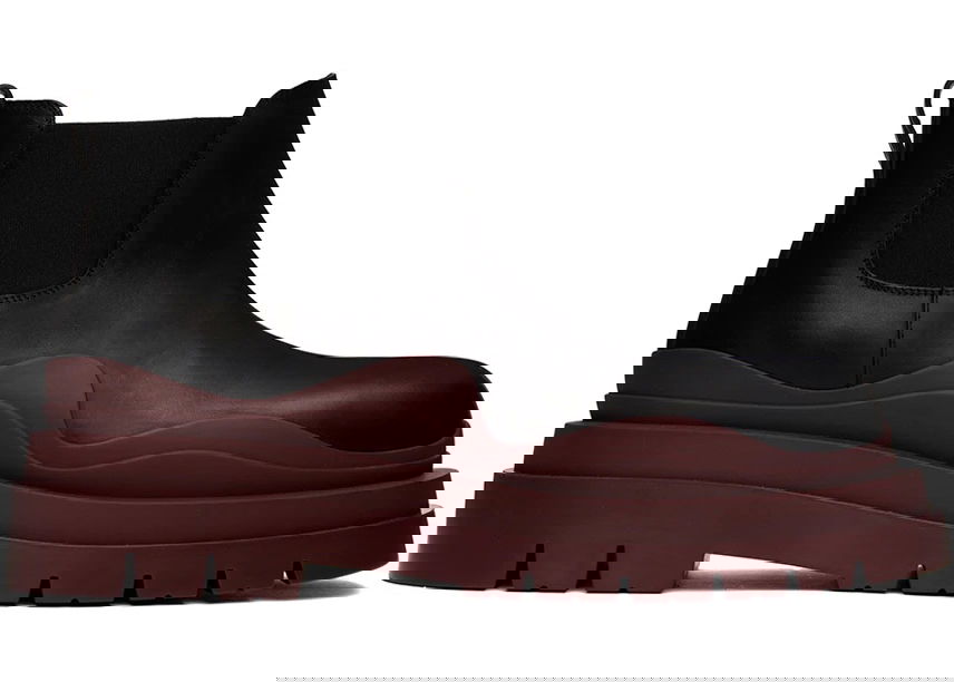 Кецове и обувки Bottega Veneta Leather Tire Chunky Chelsea Boots Бургунди | 630281VBS501507, 0