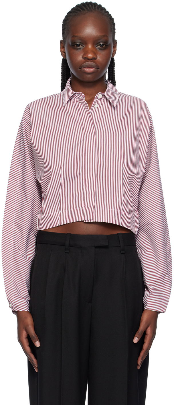 Риза rag & bone Morgan Striped Cropped Shirt Червено | WAW23HA0214621, 0