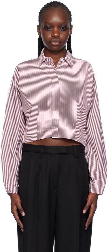 Риза rag & bone Morgan Striped Cropped Shirt Червено | WAW23HA0214621, 0