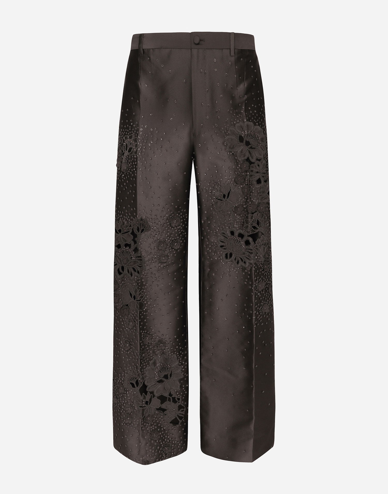 Панталони Dolce & Gabbana Cropped Trousers With Floral Appliqués Кафяво | GP01PZGH638S9000, 0