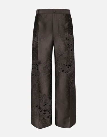 Панталони Dolce & Gabbana Cropped Trousers With Floral Appliqués Кафяво | GP01PZGH638S9000, 0