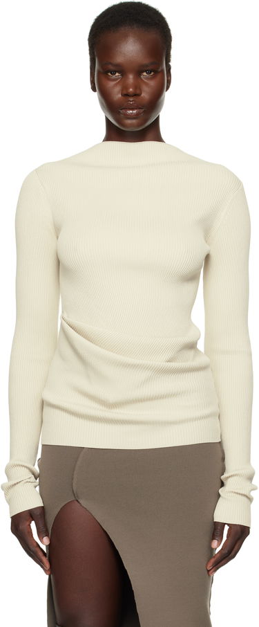 Пуловер Rick Owens Rick Owens Hollywood Babel Draped Ribbed Knit Sweater Бежово | RP01E7639 RIBVI, 0