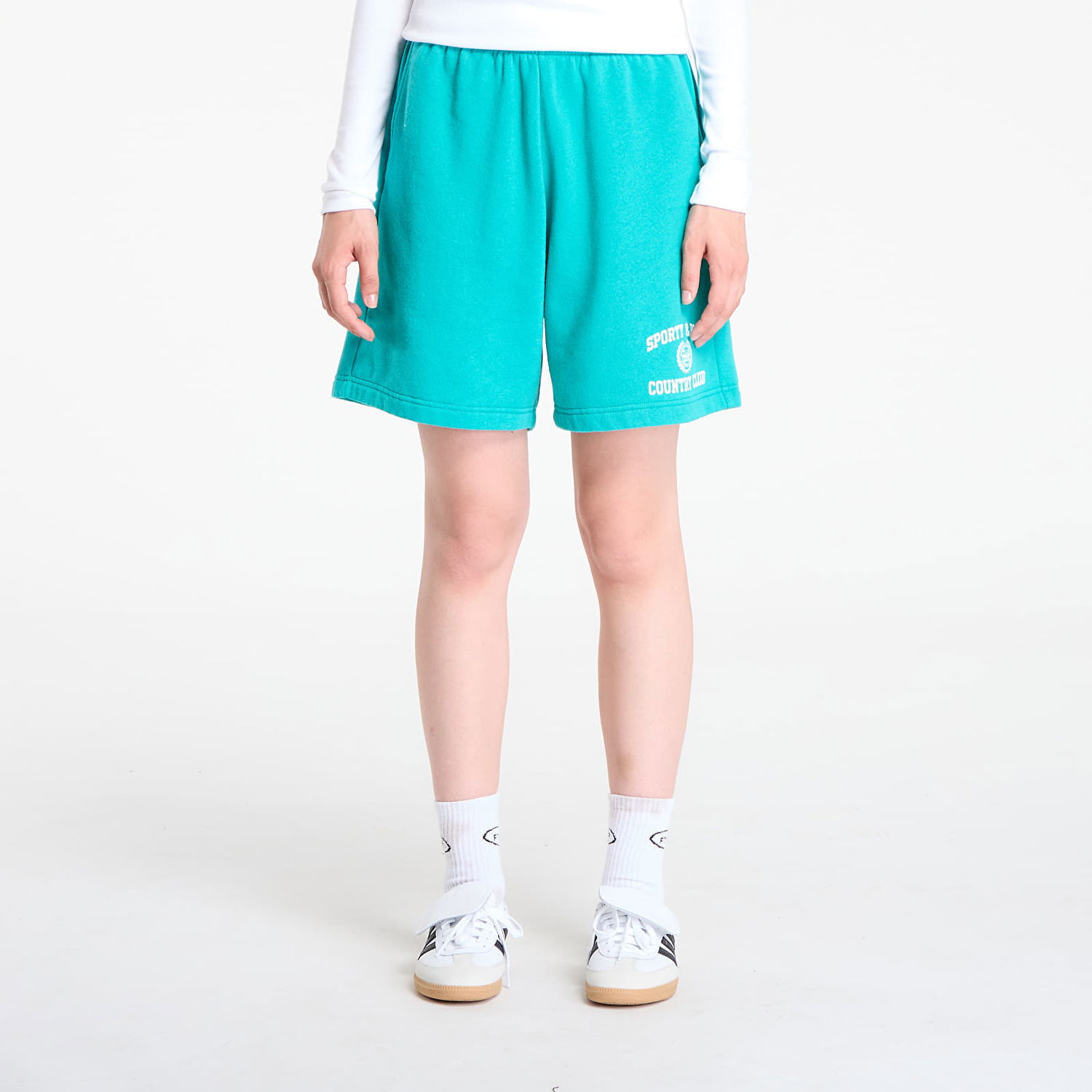 Къси панталони Sporty & Rich Varsity Crest Soft Gym Short UNISEX Spring Green Тюркоазено | SH055625218GR37, 0
