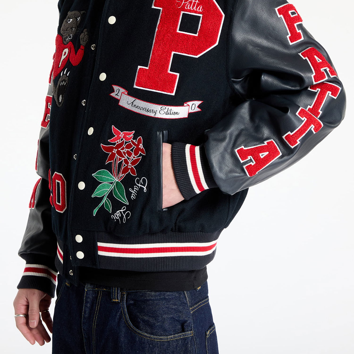 Яке бомбър Patta 20th Anniversary Varsity Jacket Синьо | PSP-AW24-6000-350-0001-176, 1